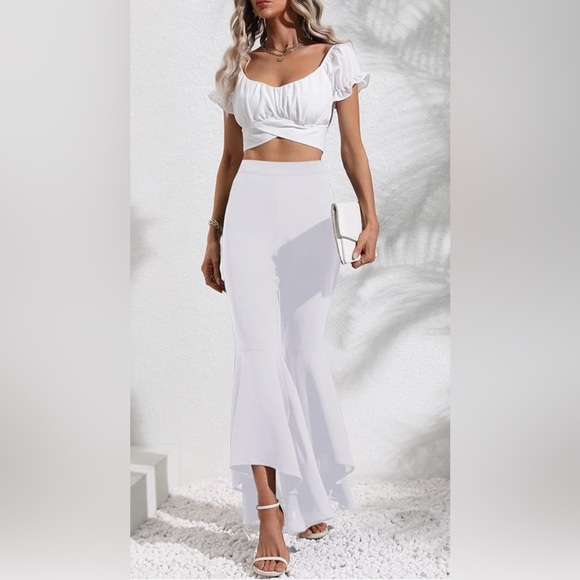 Women's Bell Bottom Pants High Waisted Long Stretchy Comfy High Low Hem Flared - Picture 11 of 11